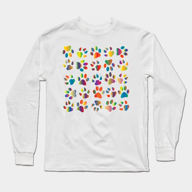 Colourful multitude of paws 1 Long Sleeve T-Shirt by Montanescu